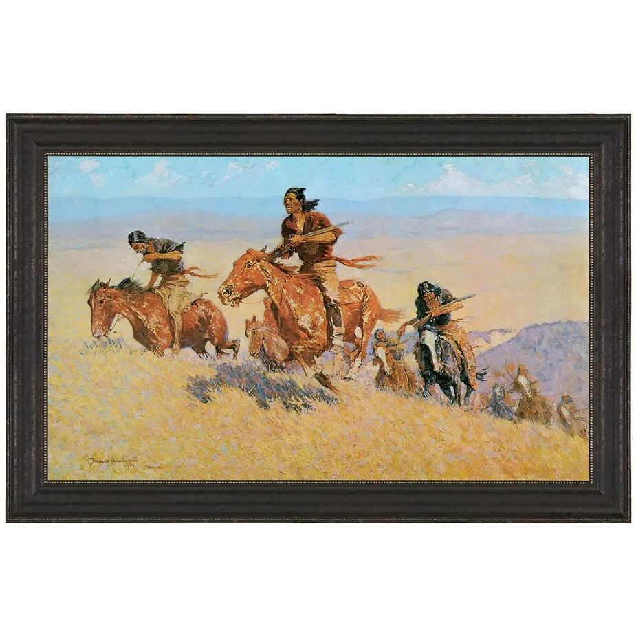 Buffalo Runners Big Horn Basin Framed Canvas Replica Painting: Large