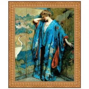 Blue and Yellow Framed Canvas Replica Painting: Grande