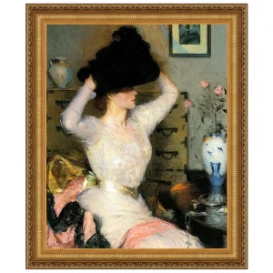The Black Hat Framed Canvas Replica Painting: Grande