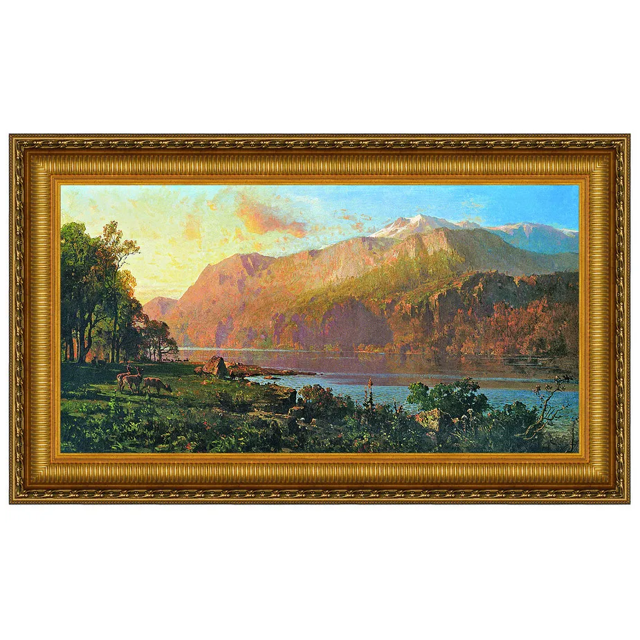 Emerald Lake Near Tahoe Framed Canvas Replica Painting: Small
