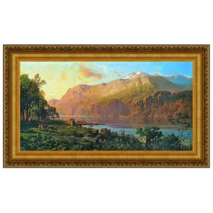 Emerald Lake Near Tahoe Framed Canvas Replica Painting: Medium