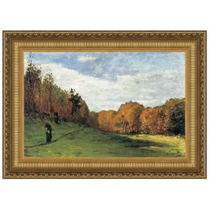 Woodgatherers at the Forest Edge Framed Canvas Replica Painting: Medium