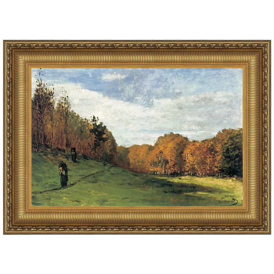 Woodgatherers at the Forest Edge Framed Canvas Replica Painting: Medium