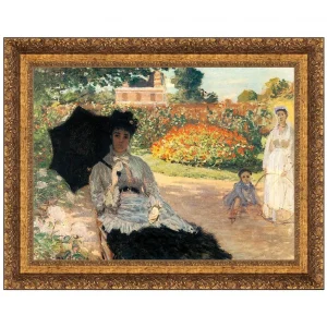 Camille in the Garden Framed Canvas Replica Painting: Grande