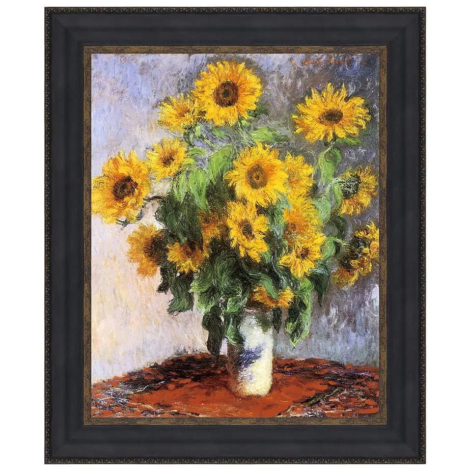 Bouquet of Sunflowers Framed Canvas Replica Painting: Grande