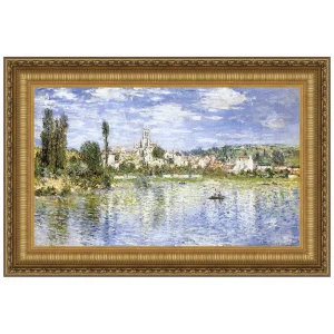 Vetheuil in Summer Framed Canvas Replica Painting: Small