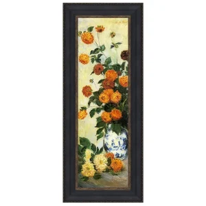 Dahlias Framed Canvas Replica Painting: Small