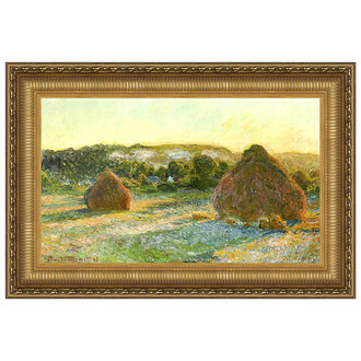 Wheatstacks (End of Summer) Framed Canvas Replica Painting: Medium