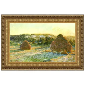 Wheatstacks (End of Summer) Framed Canvas Replica Painting: Large