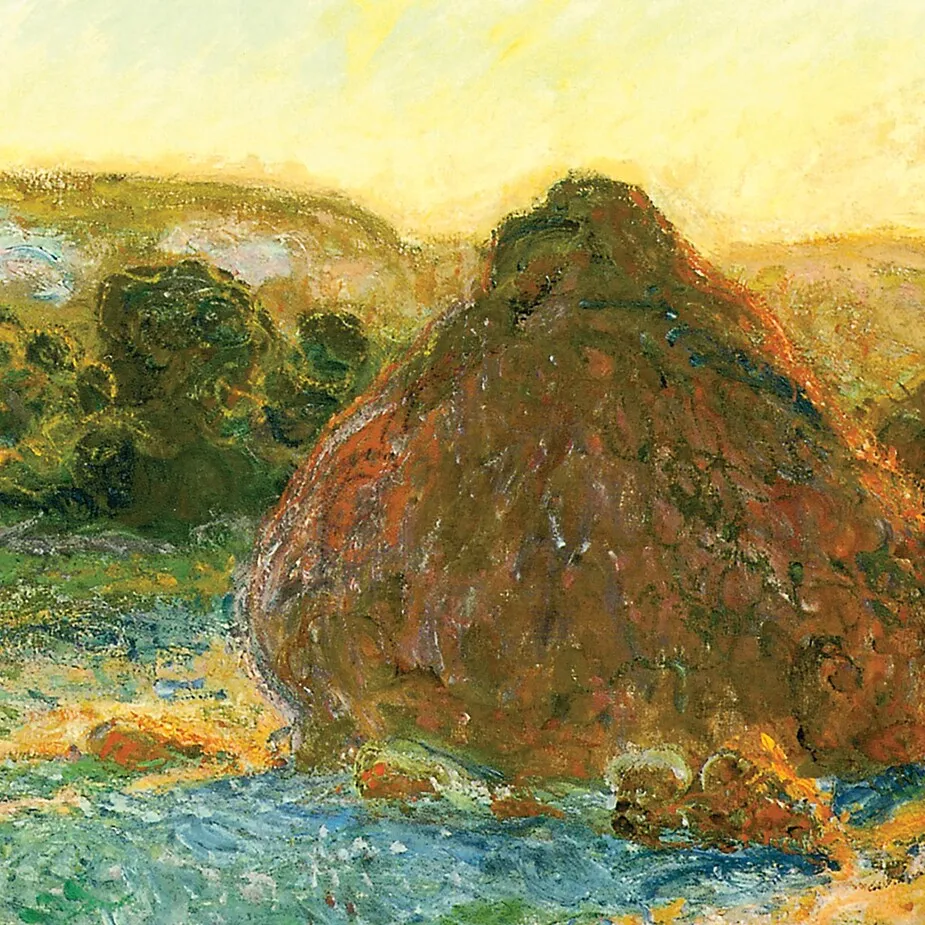 Wheatstacks (End of Summer) Framed Canvas Replica Painting: Grande