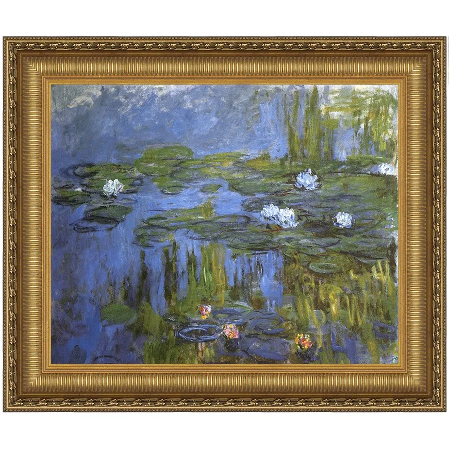 Water Lilies Framed Canvas Replica Painting: Large
