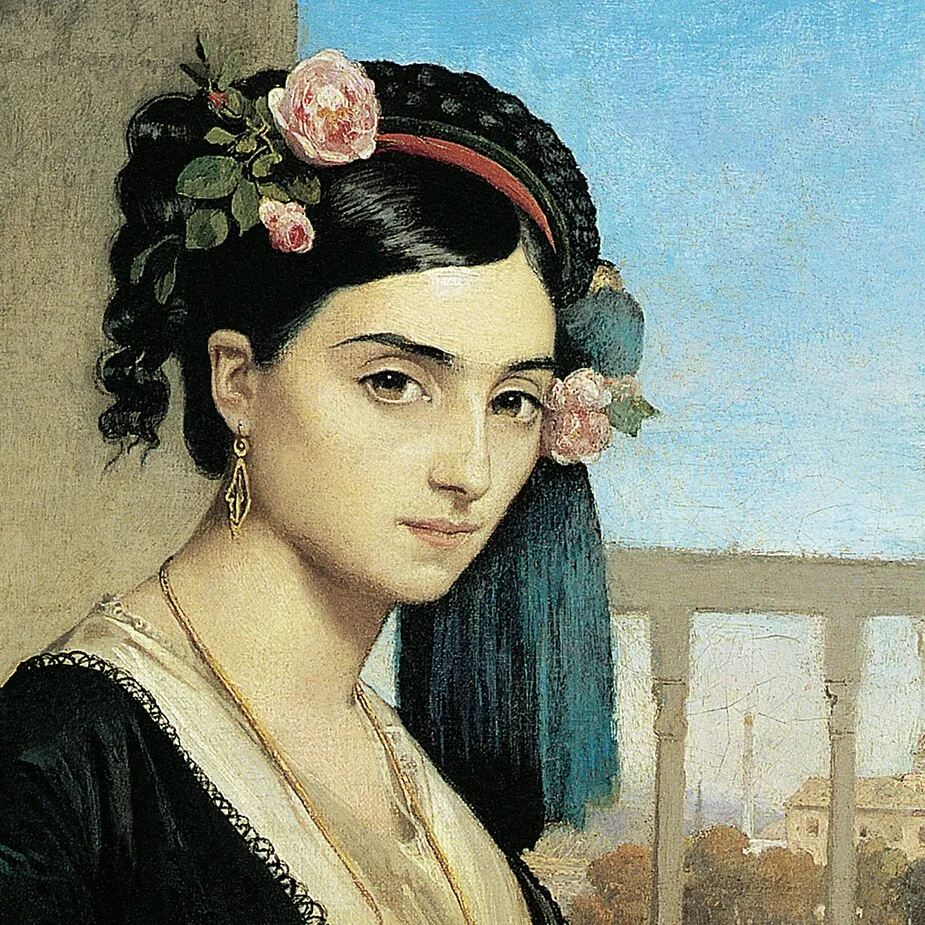 Woman of the Orient Framed Canvas Replica Painting: Medium