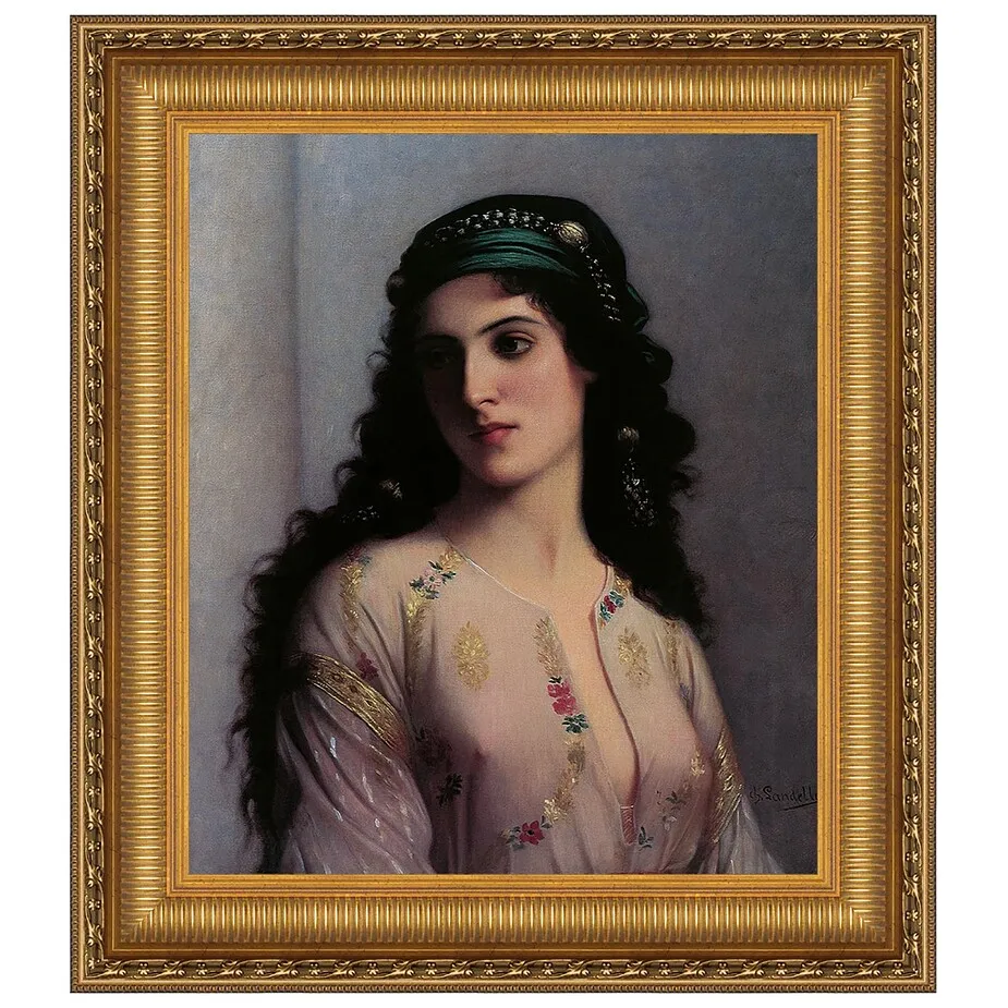 Jewish Girl in Tangiers Framed Canvas Replica Painting: Small