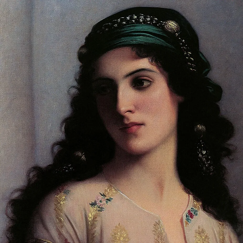 Jewish Girl in Tangiers Framed Canvas Replica Painting: Grande