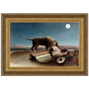 The Sleeping Gypsy Framed Canvas Replica Painting: Medium