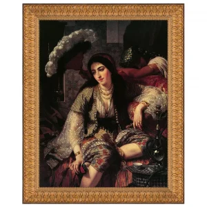 Algerian Woman and Her Slave Framed Canvas Replica Painting: Grande