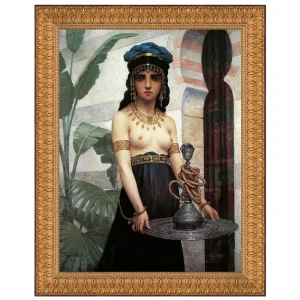 Harem Servant Girl Framed Canvas Replica Painting: Large