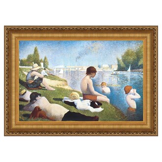 Bathing at Asnieres Framed Canvas Replica Painting: Small