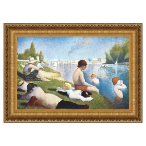 Bathing at Asnieres Framed Canvas Replica Painting: Medium