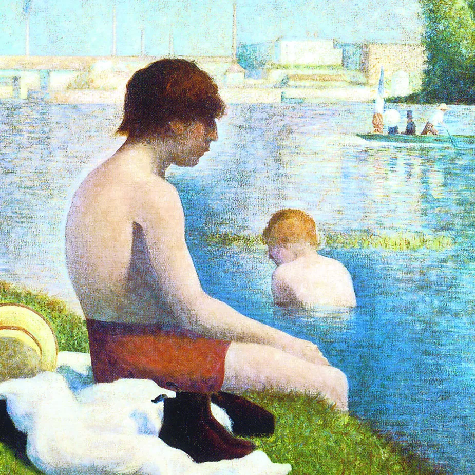 Bathing at Asnieres Framed Canvas Replica Painting: Large