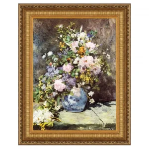 Vase of Flowers Framed Canvas Replica Painting: Medium