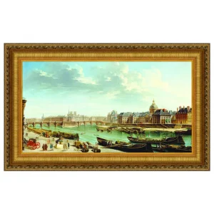 A View of Paris with the Ile de la Cite Framed Canvas Replica Painting: Large