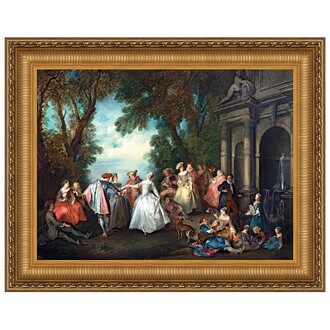 Dance Before a Fountain Framed Canvas Replica Painting: Large