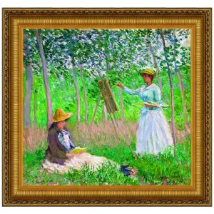 Woods at Giverny, Hoschede Sisters Framed Canvas Replica Painting: Large