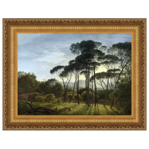 Italian Landscape with Umbrella Pines Framed Canvas Replica Painting: Small