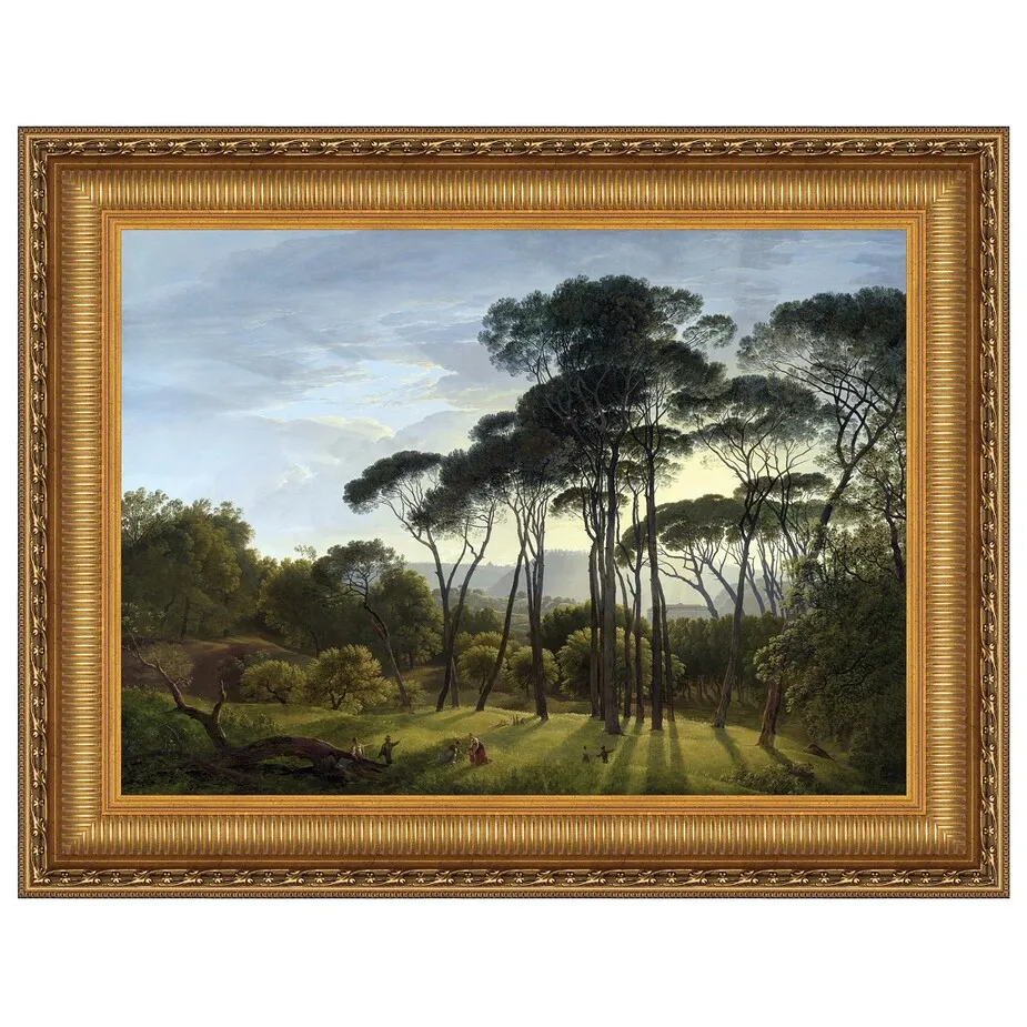 Italian Landscape with Umbrella Pines Framed Canvas Replica Painting: Medium