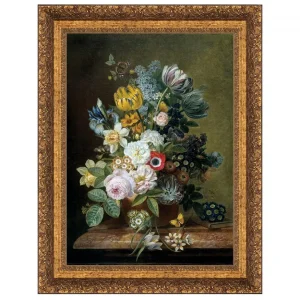 Still Life with Flowers Framed Canvas Replica Painting: Medium