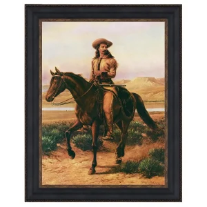 Buffalo Bill on Charlie Framed Canvas Replica Painting: Medium
