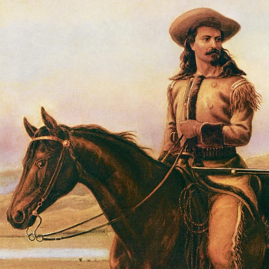 Buffalo Bill on Charlie Framed Canvas Replica Painting: Large