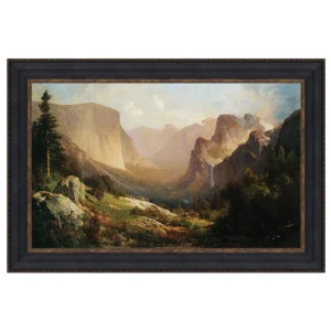 View of Yosemite Valley Framed Canvas Replica Painting: Small