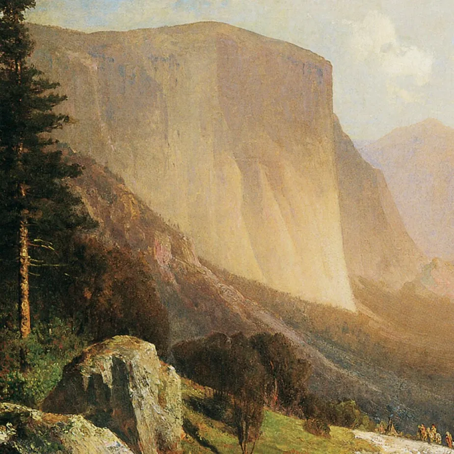 View of Yosemite Valley Framed Canvas Replica Painting: Medium