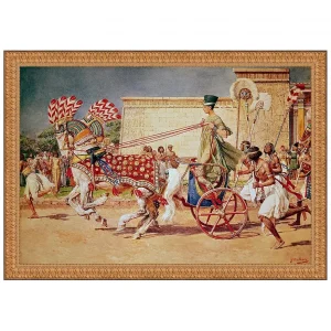 Nefertiti in Her Royal Chariot Framed Canvas Replica Painting: Large
