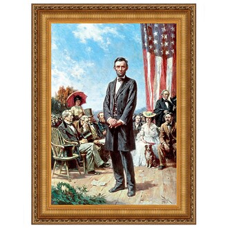 The Gettysburg Address of 1863: Framed Canvas Replica Painting: Medium