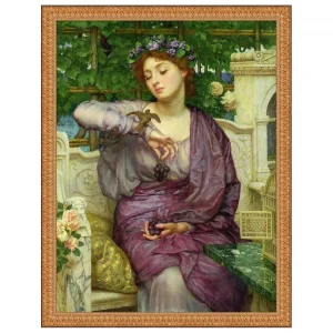 Libra and Her Sparrow Framed Canvas Replica Painting: Small