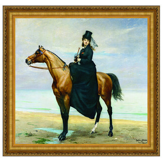 Equestrian Portrait of Mademoiselle Croizette Framed Canvas Replica Painting: Small