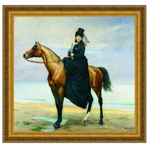 Equestrian Portrait of Mademoiselle Croizette Framed Canvas Replica Painting: Small