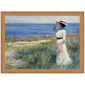Looking Out to Sea Framed Canvas Replica Painting: Grande