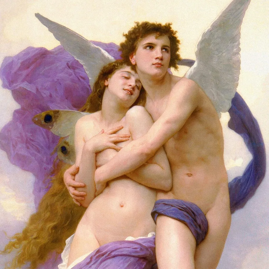 Le Ravissement d Psyche Framed Canvas Replica Painting: Large