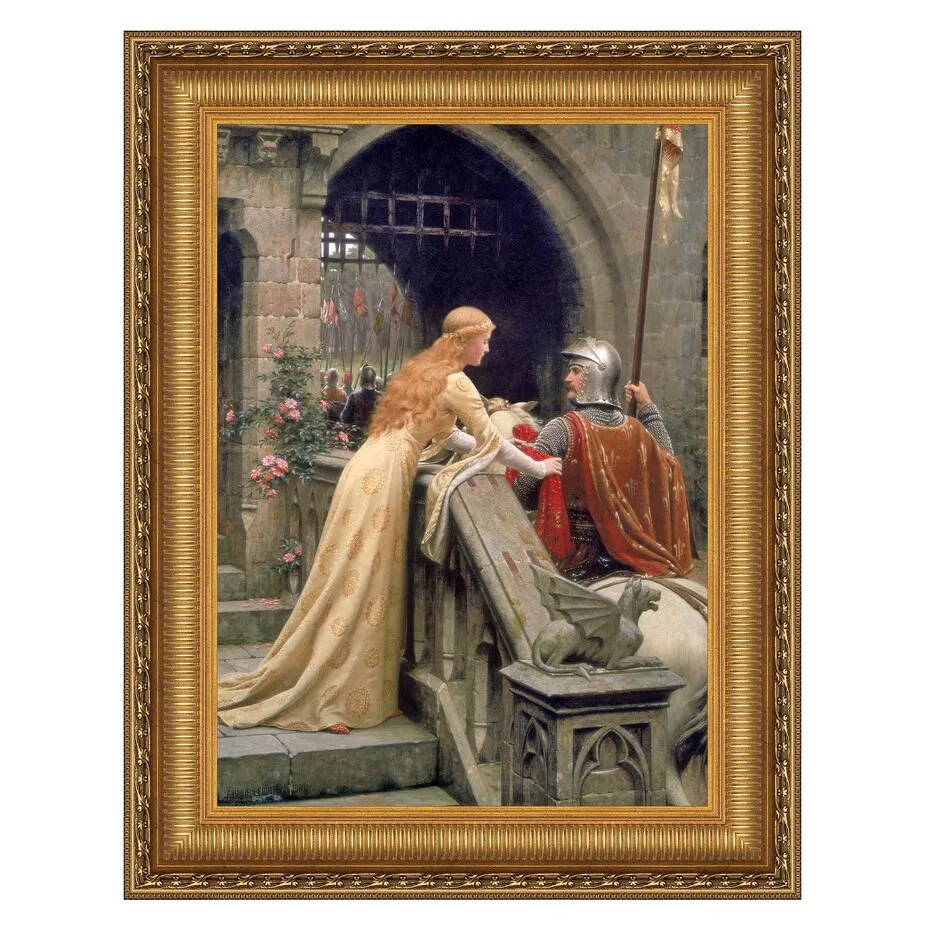 A Lady's Favor Framed Canvas Replica Painting: Medium