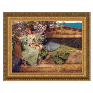 In a Rose Garden Framed Canvas Replica Painting: Medium
