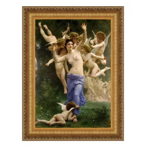 Invading Cupid's Realm Framed Canvas Replica Painting: Large