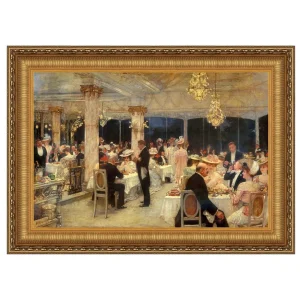An Evening of Prizes at the Armenonville Pavilion Framed Canvas Replica Painting: Small