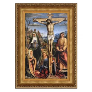 Christ on the Cross and the Three Marys Framed Canvas Replica Painting: Large