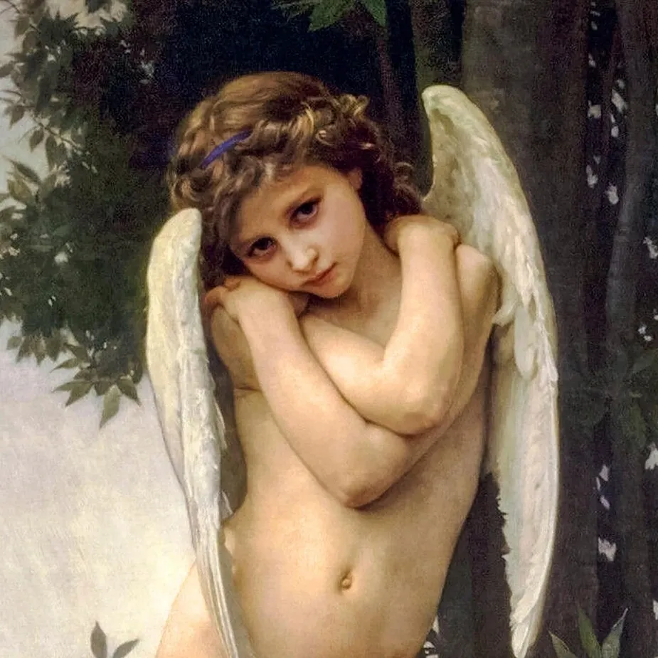 L'amour Mouille Cupid Framed Canvas Replica Painting: Grande