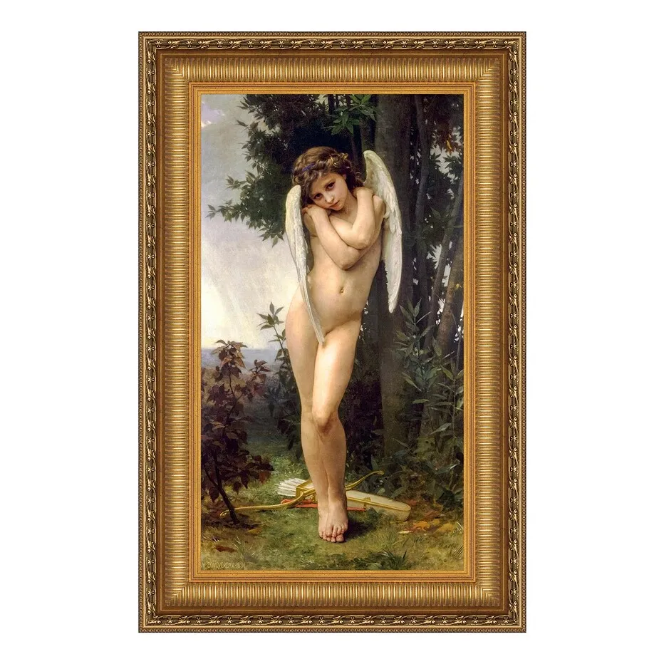L'amour Mouille Cupid Framed Canvas Replica Painting: Grande