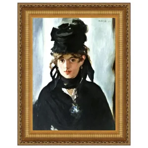 Berthe Morisot with a Bouquet of Violets Framed Canvas Replica Painting: Grande